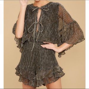 NWT - tie-front gold romper